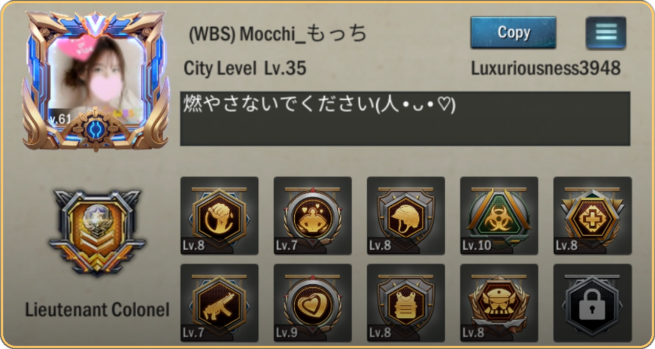 WBS CEO Mocchi in-game commander profile